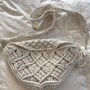Chic Cream Macramé Crossbody Bag